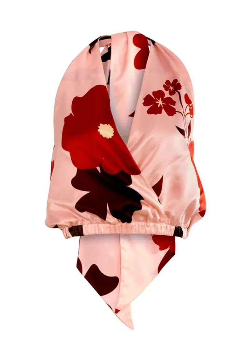 Tops<CULT MIA SYMPHONY DRAPED BLOUSE Cherry Picante Print Pink