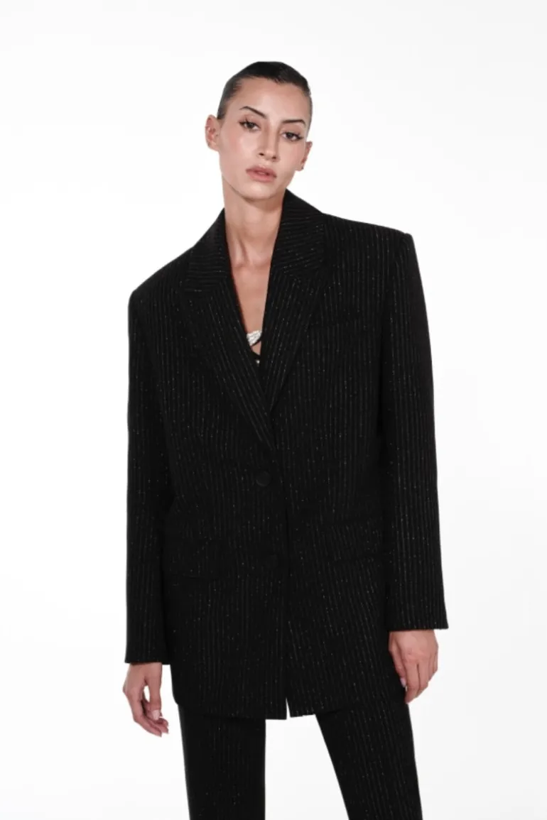 Blazers<CULT MIA TAILORED PINSTRIPED BLAZER Black