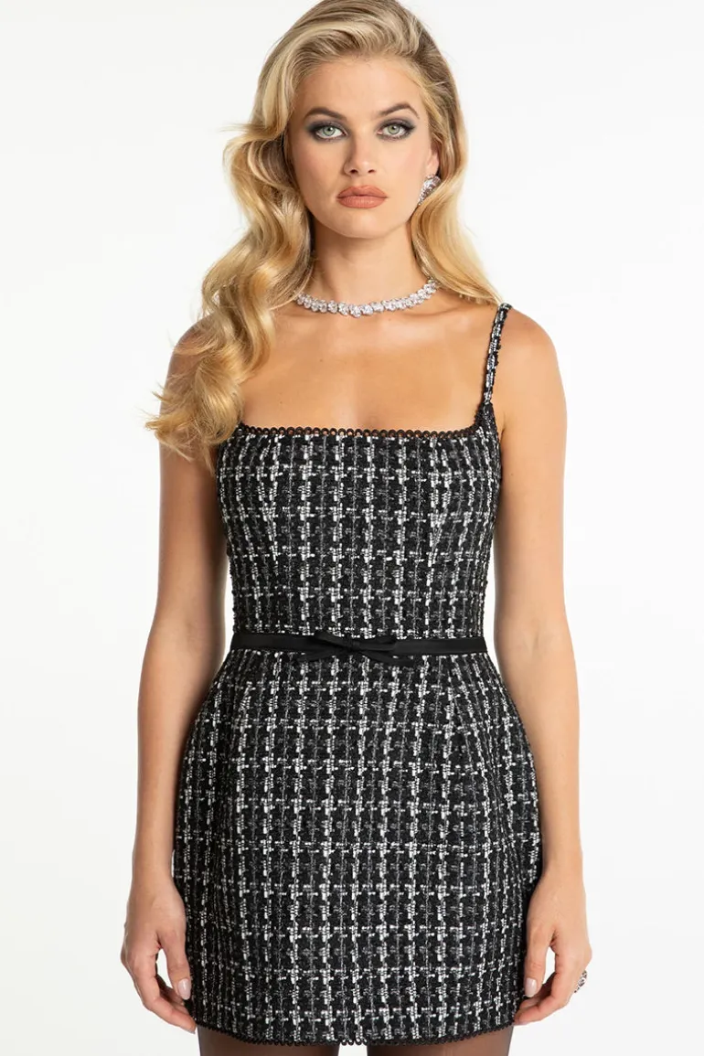 Dresses | Mini Dresses<CULT MIA TALIA TWEED DRESS Black and White