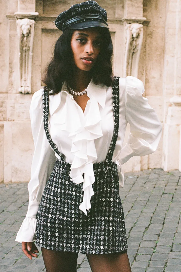 Skirts<CULT MIA TALIA TWEED SKIRT Black and White