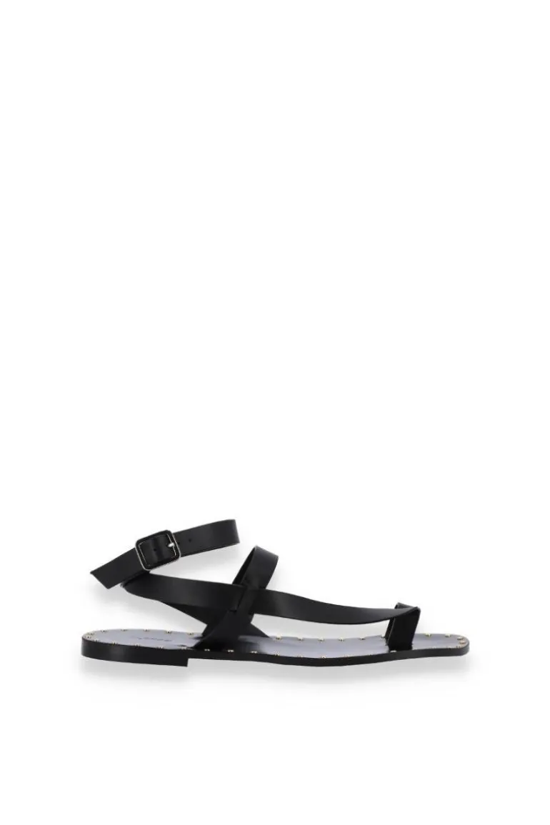 Sandals<CULT MIA TALLULA BLACK LEATHER SANDALS