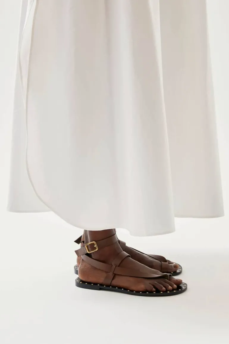 Sandals<CULT MIA TALLULA BROWN LEATHER SANDALS