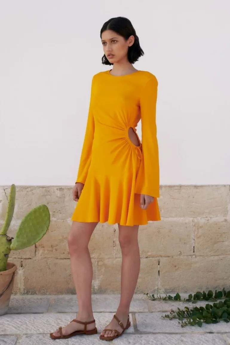 Dresses | Midi Dresses<CULT MIA TANGERINE CUTOUT SILK DRESS Tangerine Orange