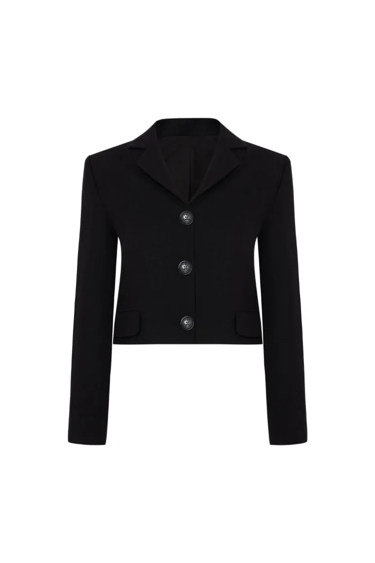 Jackets<CULT MIA TARA WOOL CROP JACKET Black