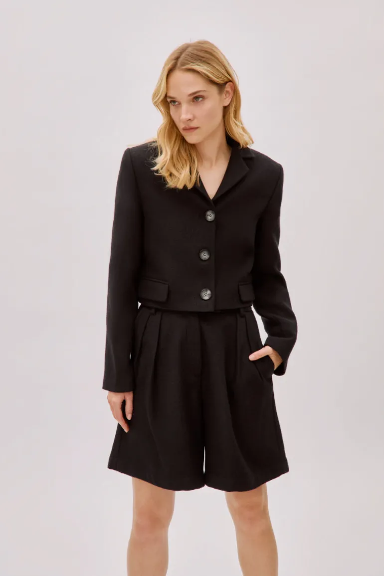 Jackets<CULT MIA TARA WOOL CROP JACKET Black