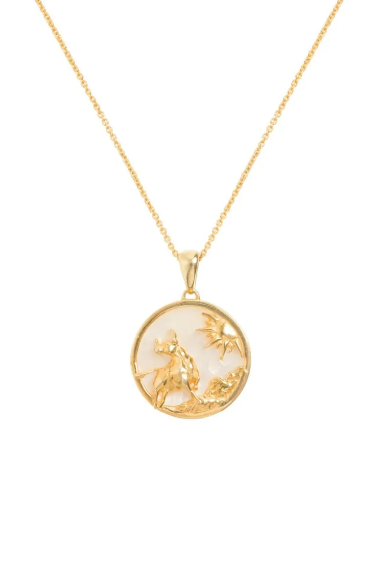 Necklaces<CULT MIA TAURUS 18CT GOLD PLATED ZODIAC NECKLACE Gold & White
