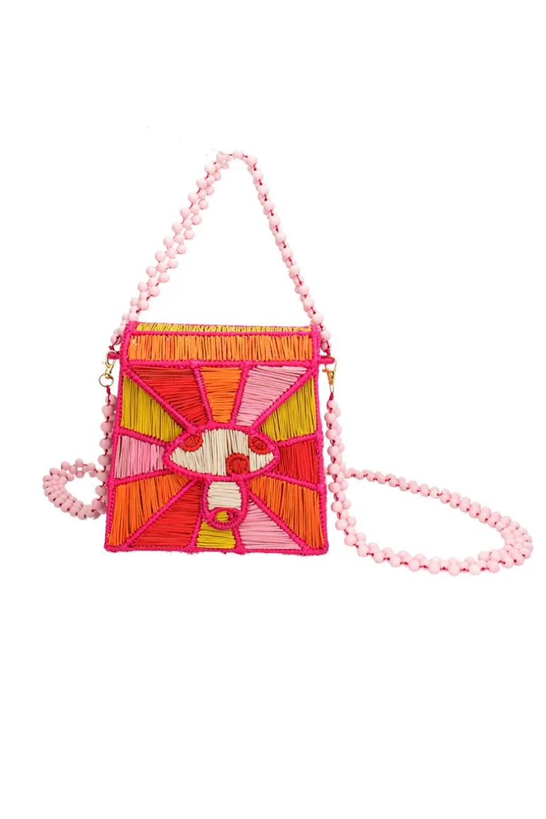 Shoulder Bags<CULT MIA TAY TAY WOVEN HANDBAG Red, Yellow and Pink
