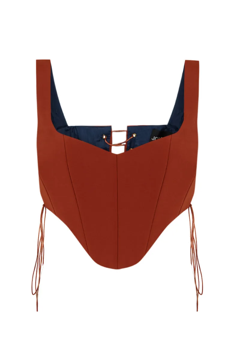 Tops<CULT MIA TECHNICAL FABRIC MINI CORSET Orange