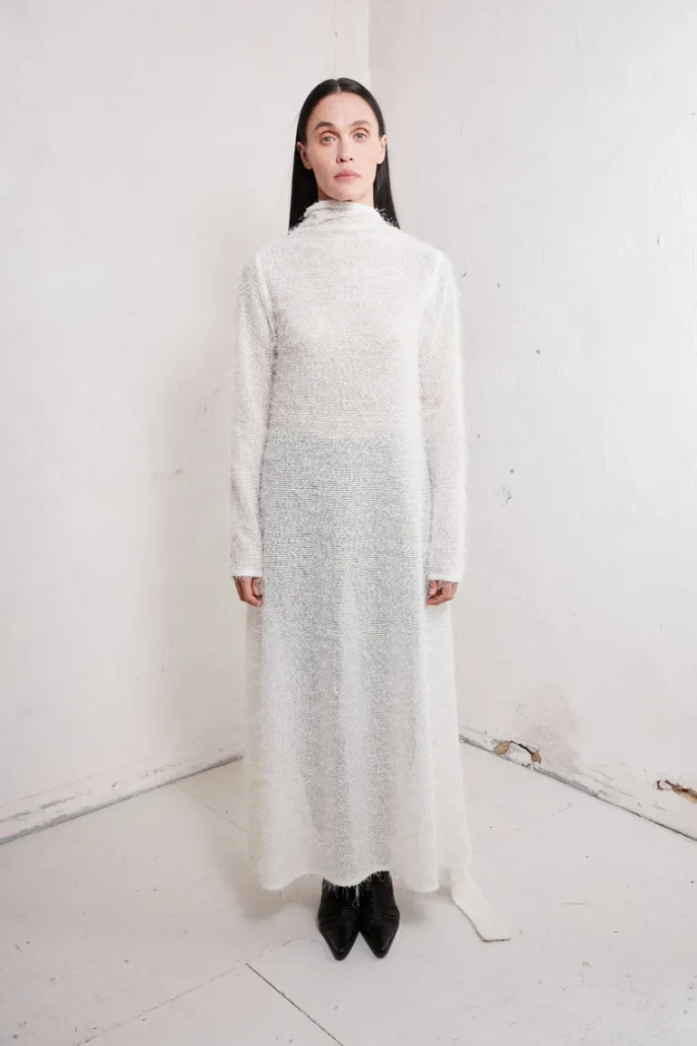Dresses<CULT MIA TERESA COLUMN MAXI DRESS WITH DETACHABLE ASYMMETRIC HOOD Milk