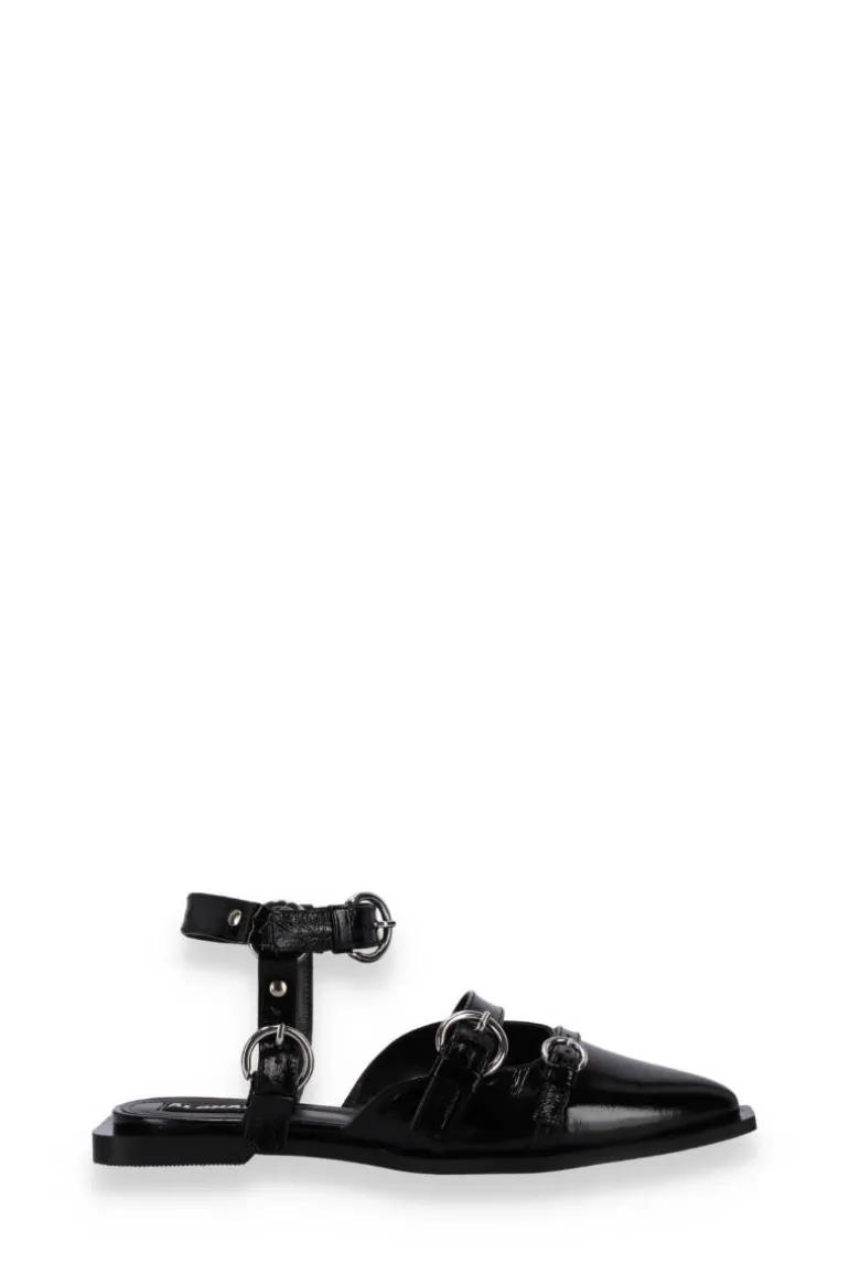 Flats<CULT MIA THALARA ONIX LEATHER BALLET FLATS IN BLACK
