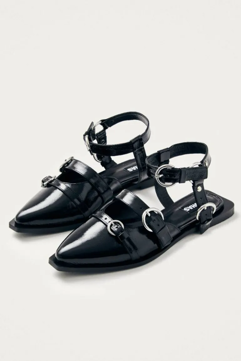 Flats<CULT MIA THALARA ONIX LEATHER BALLET FLATS IN BLACK