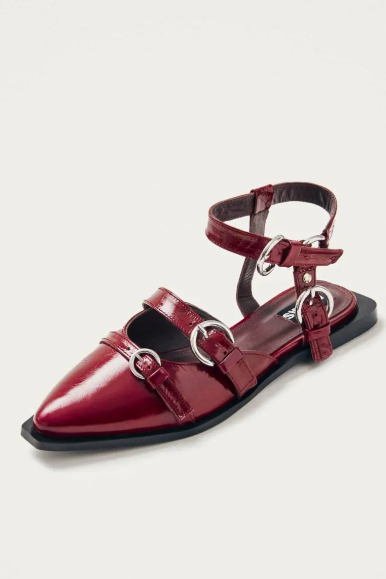 Flats<CULT MIA THALARA ONIX LEATHER BALLET FLATS IN BURGUNDY