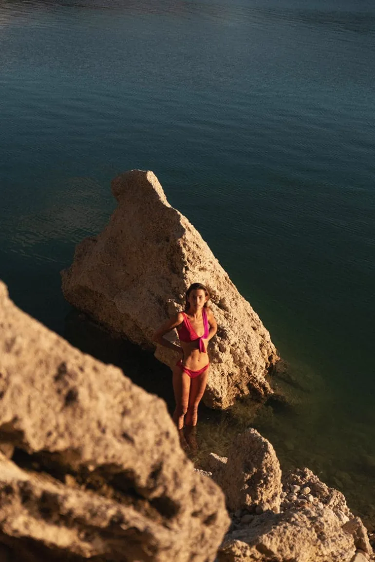 Swimwear<CULT MIA THE COLOR BLOCK BOW-TIE TOP AND GOJI RED CLASSIC BRIEF BIKINI Goji Red/Fuchsia