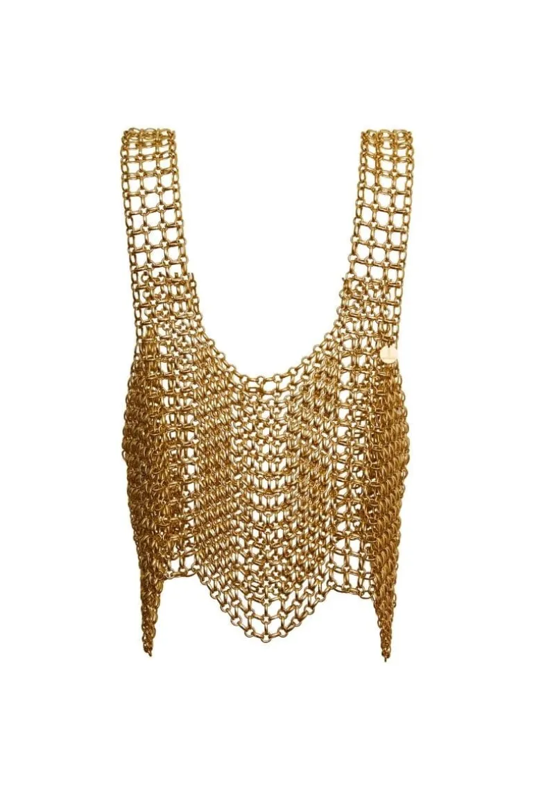Tops<CULT MIA THE CHAIN TOP Gold