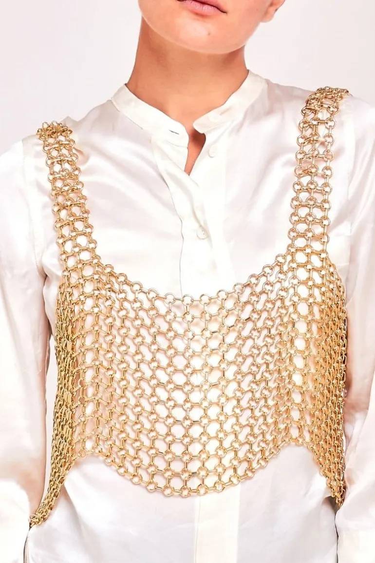 Tops<CULT MIA THE CHAIN TOP Gold