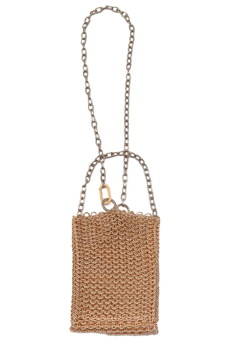 Shoulder Bags<CULT MIA THE GOLD SACHEL BAG Gold and Silver Handles