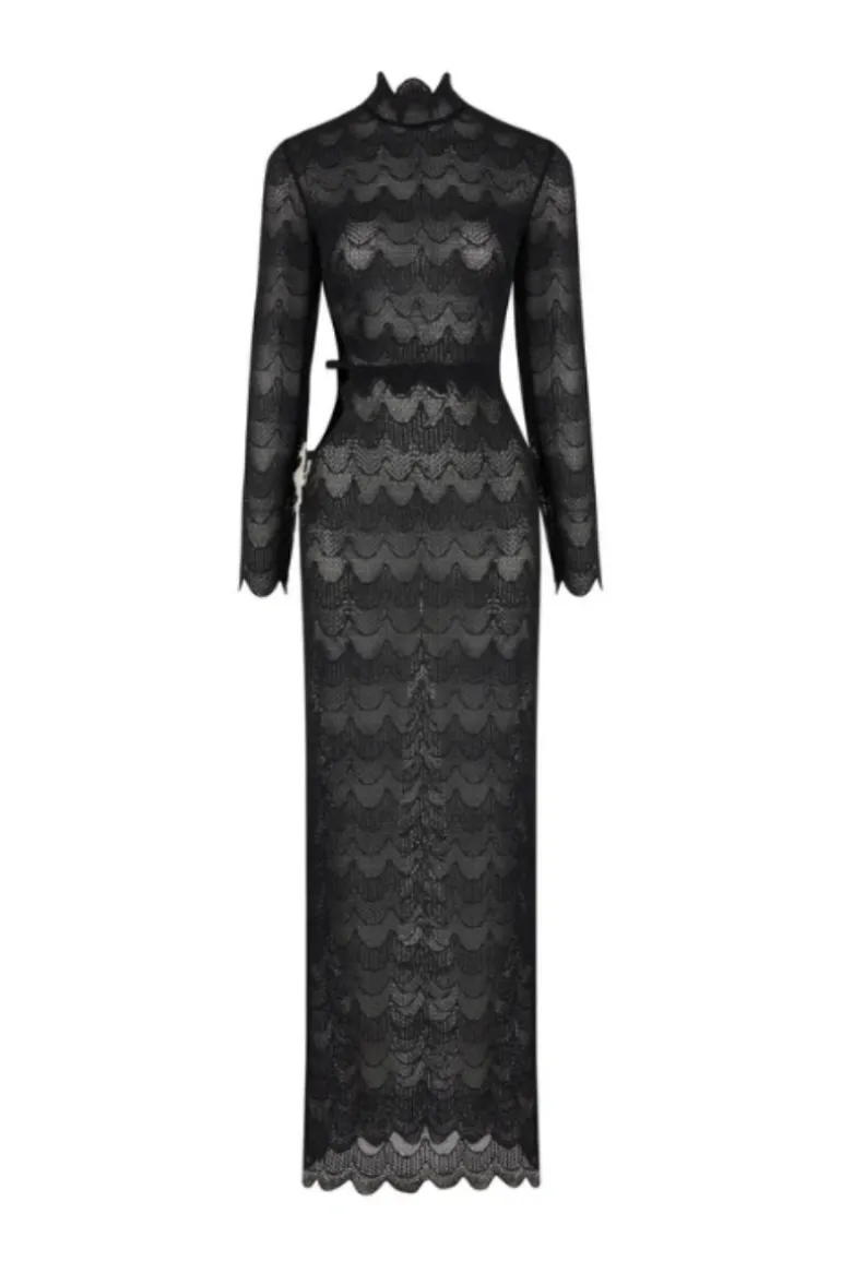 Dresses<CULT MIA THE LUMIERE LACE MAXI DRESS Black