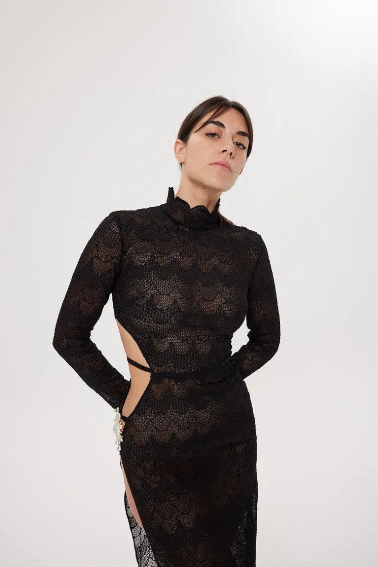 Dresses<CULT MIA THE LUMIERE LACE MAXI DRESS Black
