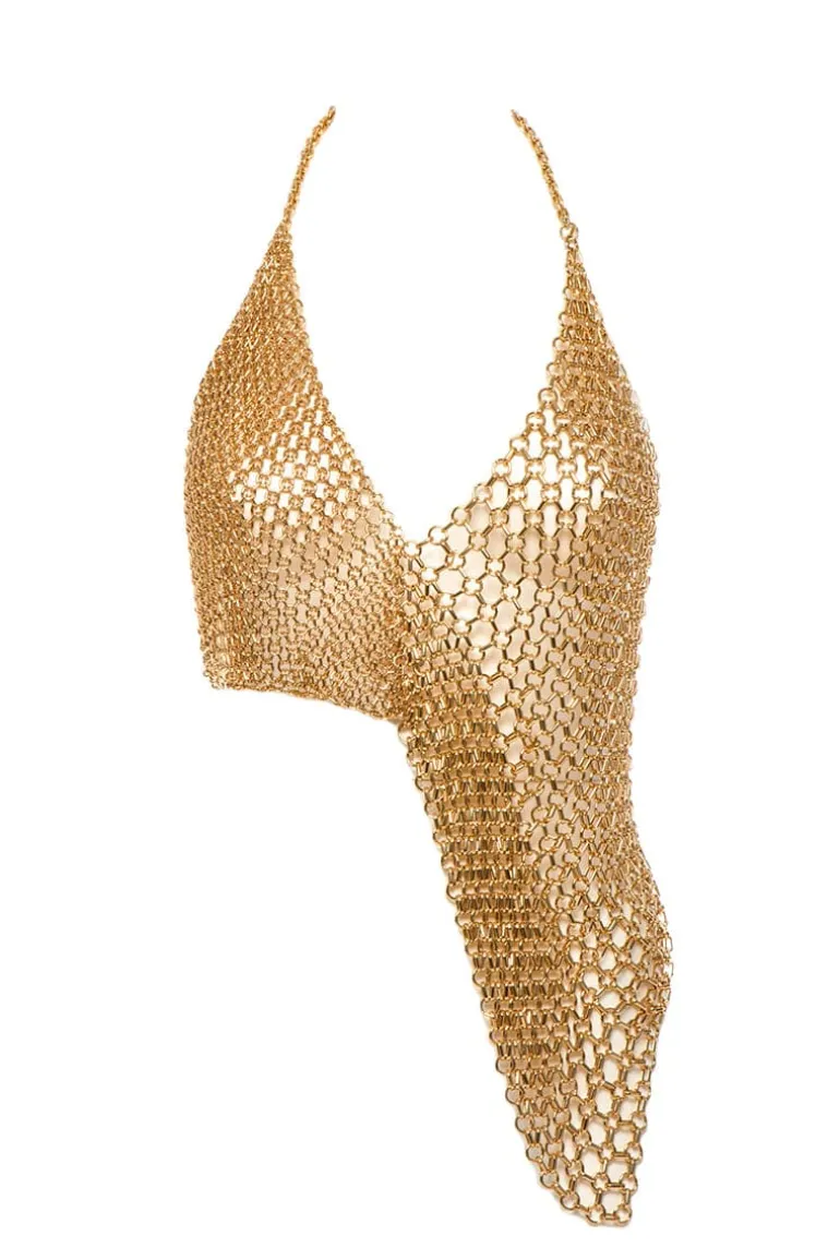 Tops<CULT MIA THE MATCH CHAIN TOP Gold