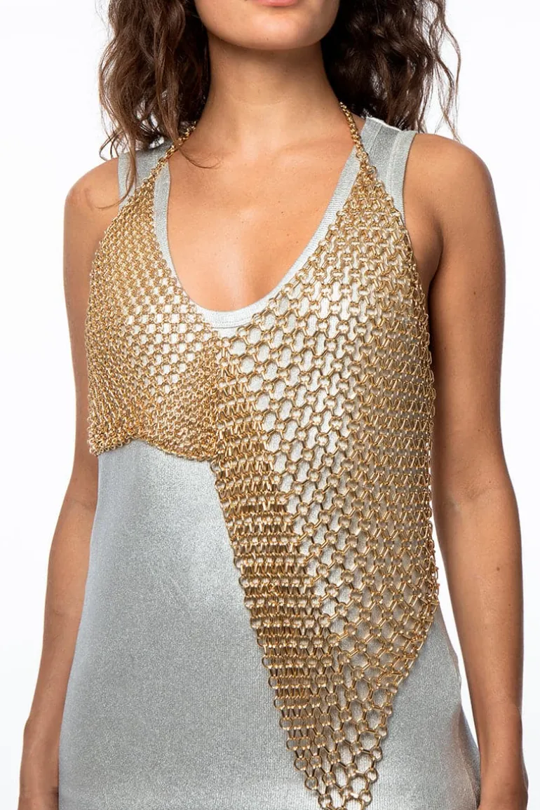 Tops<CULT MIA THE MATCH CHAIN TOP Gold