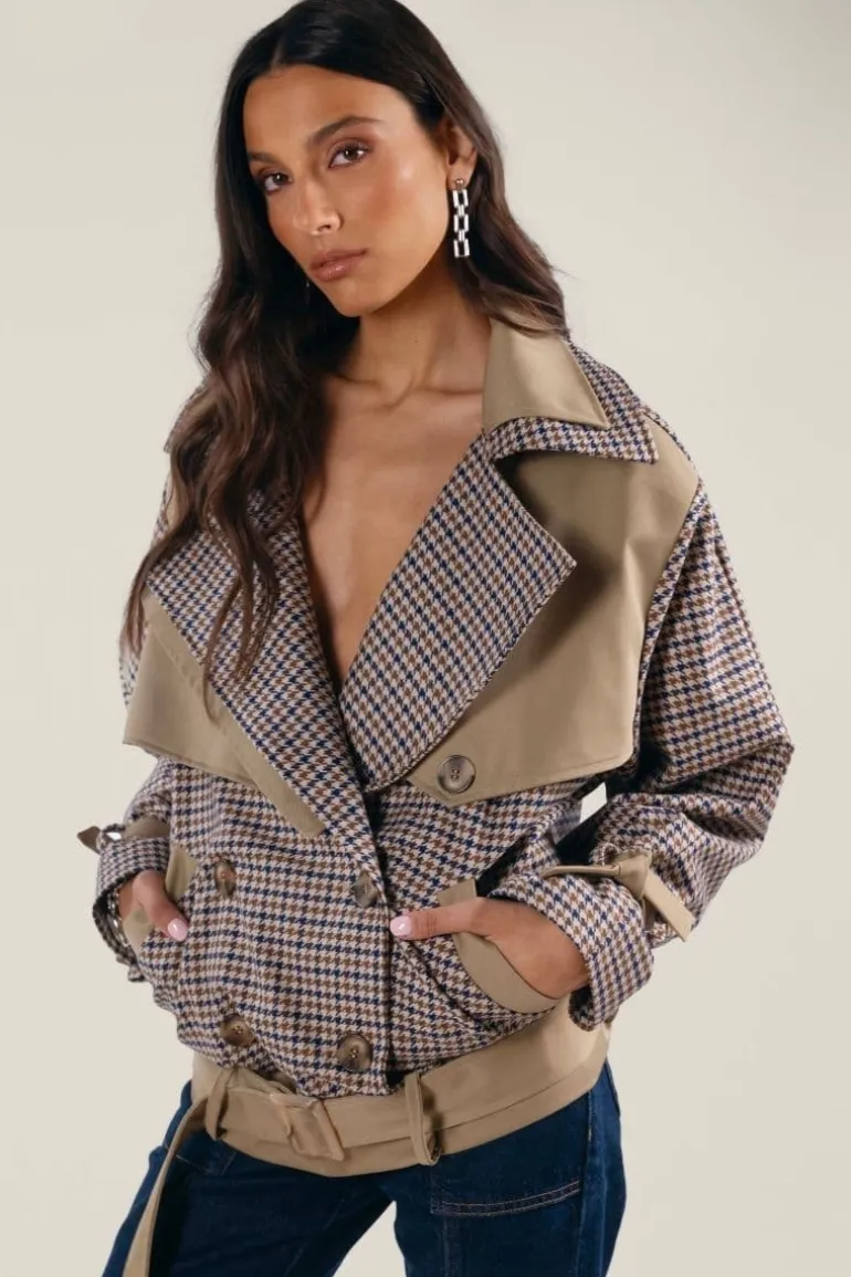 Jackets<CULT MIA THE MOLLY DOUBLE LAYER JACKET Brown and Beige