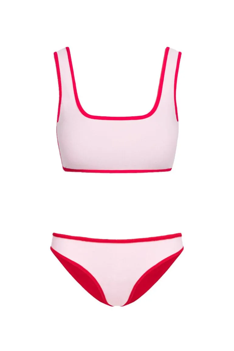 Swimwear<CULT MIA THE RED TERRY ATHLETIC TOP AND BRIEF REVERSIBLE BIKINI Red/Ballerina Pink