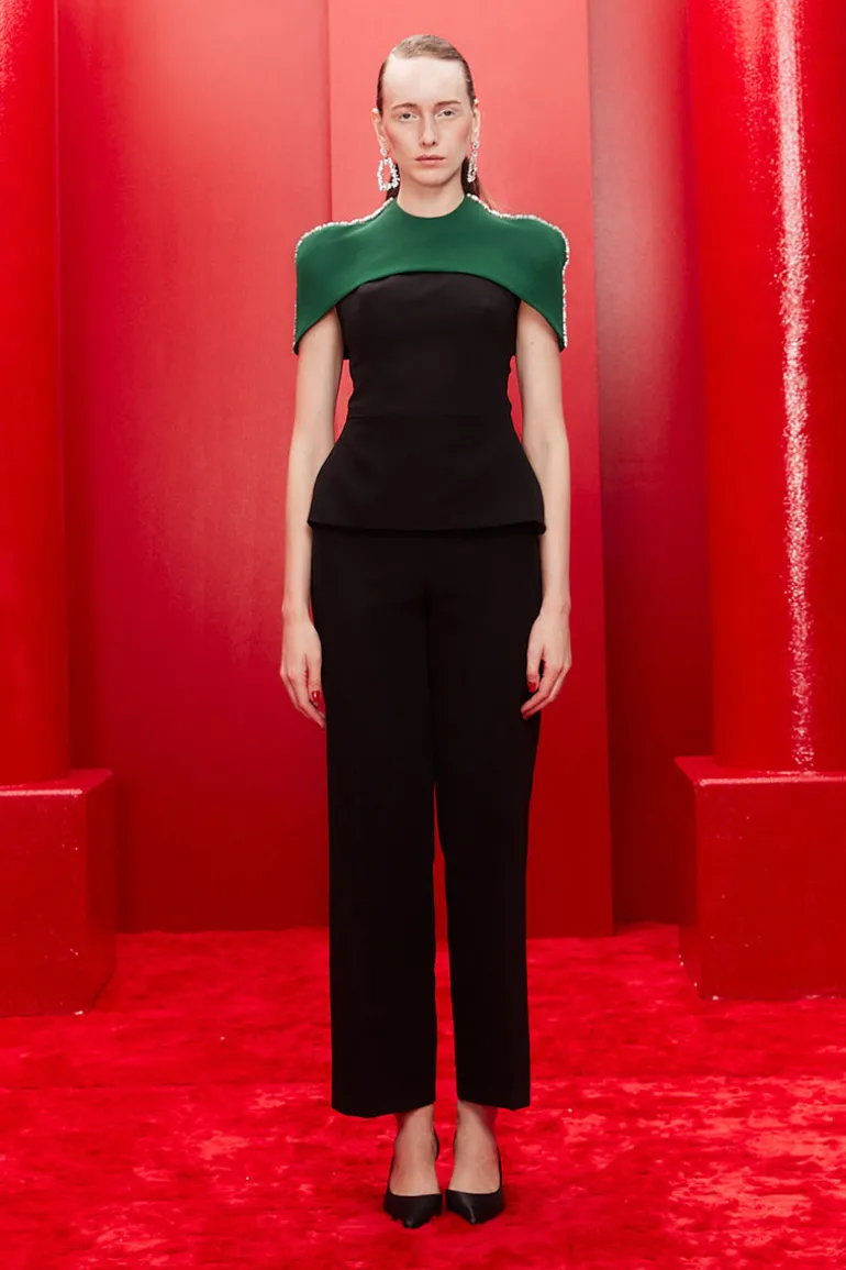 Outfit Sets<CULT MIA TOP AND PANTS SET WITH DETACHABLE EMERALD CAPE IN Midnight Black