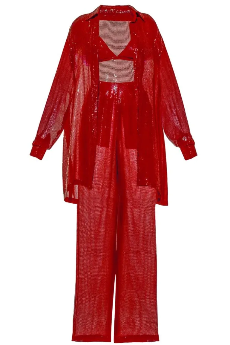 Outfit Sets<CULT MIA TRACY SEQUIN CO-ORD SET Red