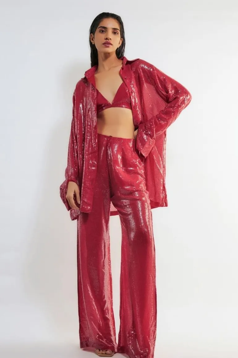 Outfit Sets<CULT MIA TRACY SEQUIN CO-ORD SET Red