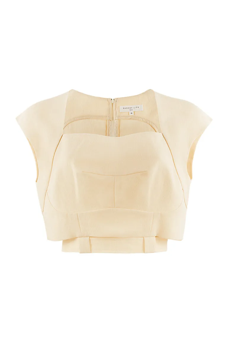 Tops<CULT MIA TRÉANE GEOMETRIC CROP TOP Beige