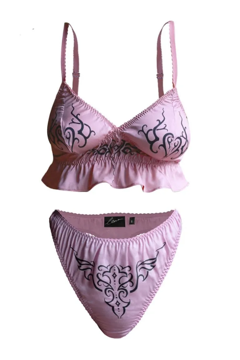 Lingerie<CULT MIA TRIBAL PRINT SOFT BRA AND TRIBAL PRINT STRING SET Mauve