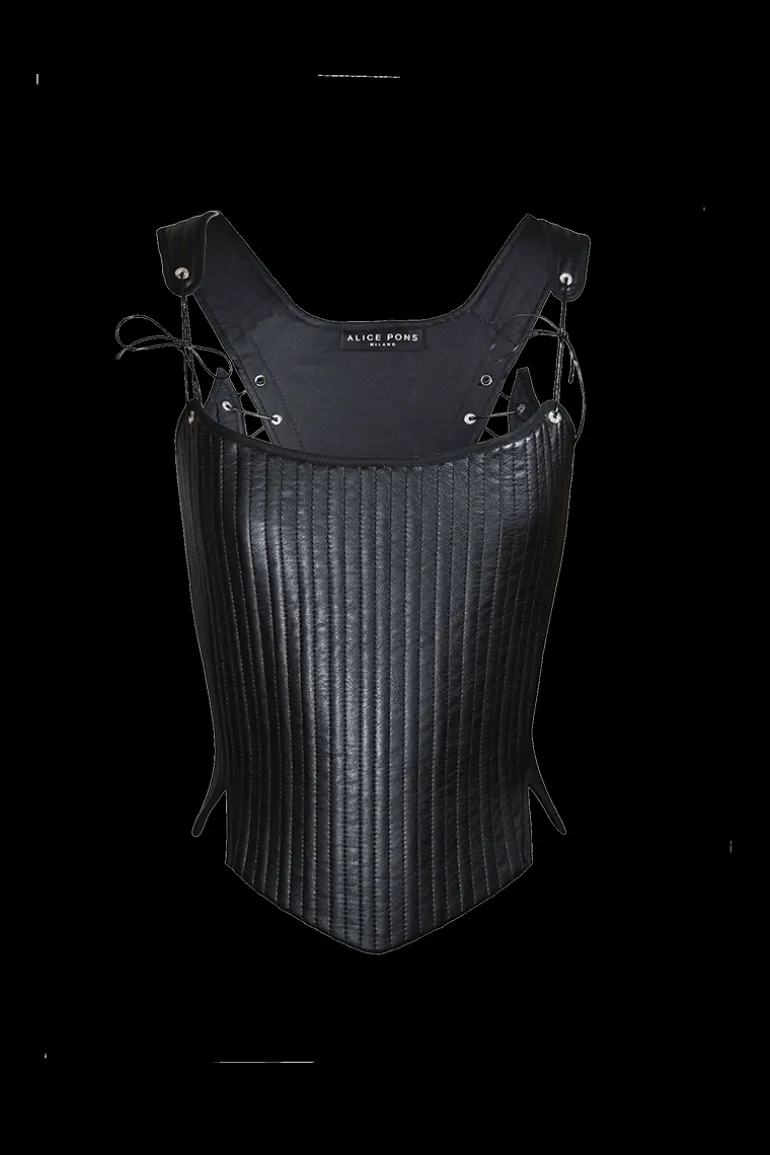 Tops<CULT MIA TUDOR CORSET IN METAL Black