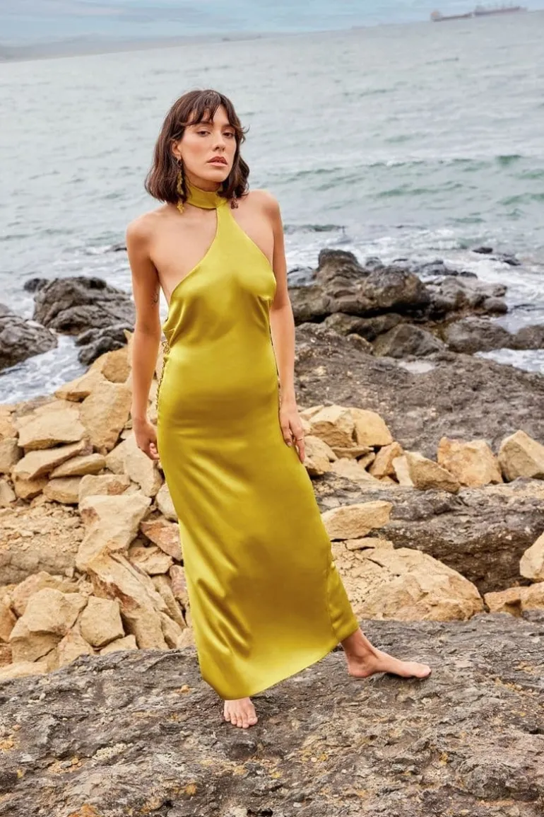 Dresses | Midi Dresses<CULT MIA TULIA ELECTRIC CREPE DRESS Lime