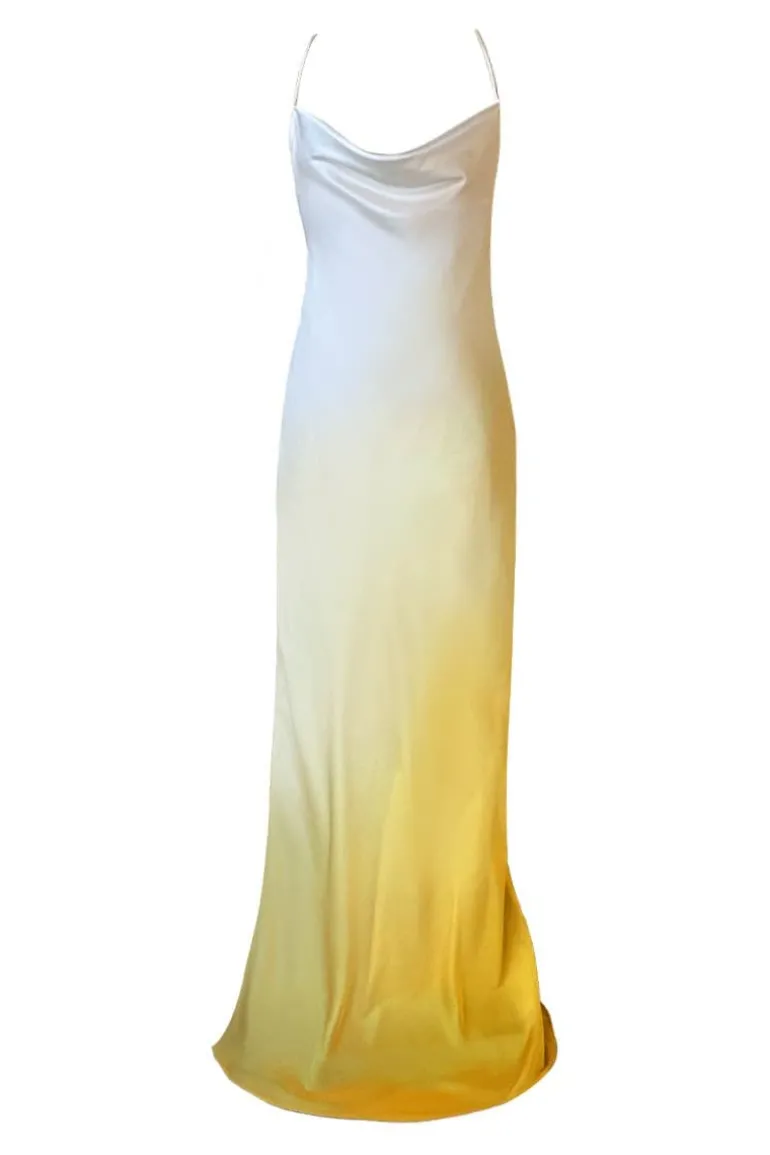 Dresses<CULT MIA TULIP YELLOW TIE-DYE MAXI DRESS Sunflower