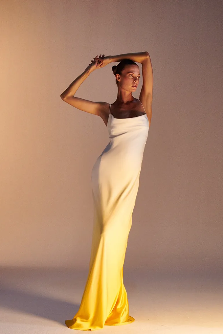 Dresses<CULT MIA TULIP YELLOW TIE-DYE MAXI DRESS Sunflower