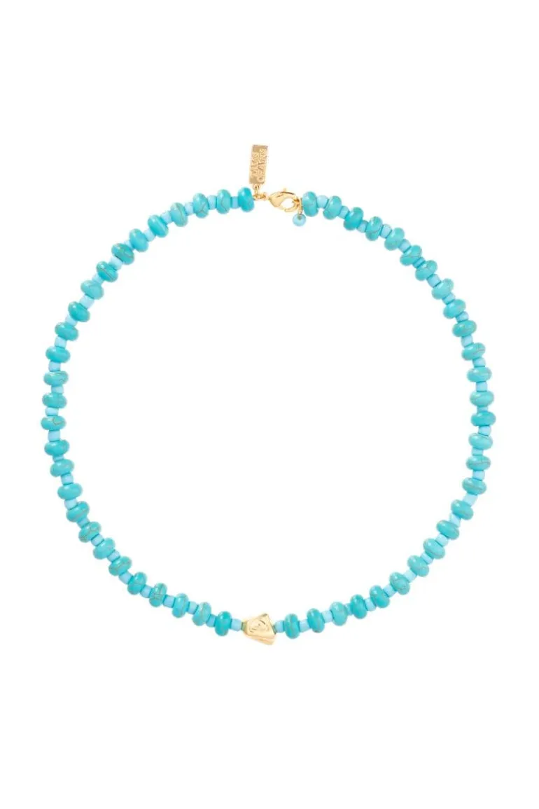 Necklaces<CULT MIA TURQUOISE BEADED CHOKER Blue/Gold