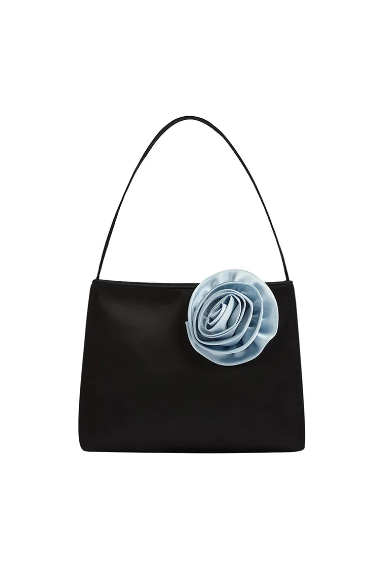 Shoulder Bags<CULT MIA TUSCAN ROSE SILK HANDBAG IN Black
