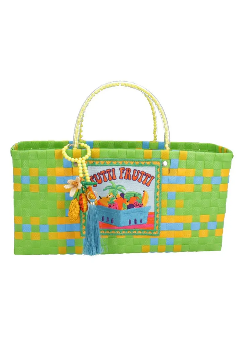 Top Handle Bags<CULT MIA TUTTI FRUTTI ZUNCHO BAGUETTE TOTE BAG Yellow & Green