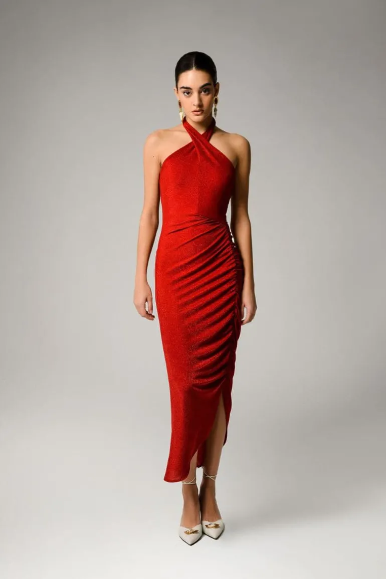 Dresses<CULT MIA TWISTED NECK RED MAXI DRESS Ruby