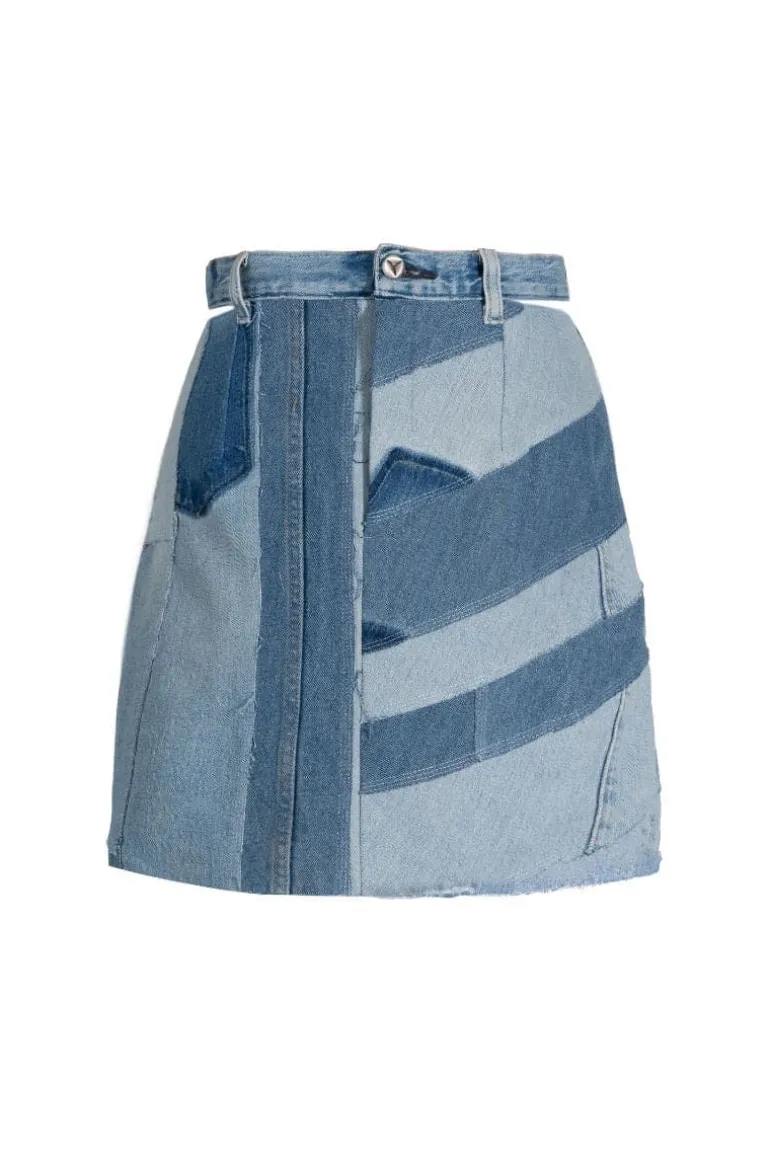 Skirts<CULT MIA UPCYCLE MINI DENIM SKIRT Blue