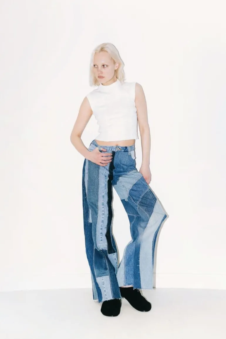 Pants<CULT MIA UPCYCLE PATCHWORK JEANS Blue