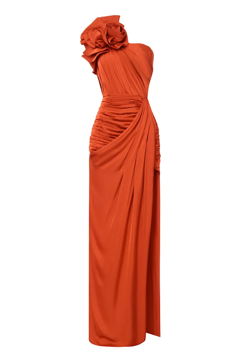 Dresses | Gowns<CULT MIA VACATION ASYMMETRIC GOWN Burnt Orange