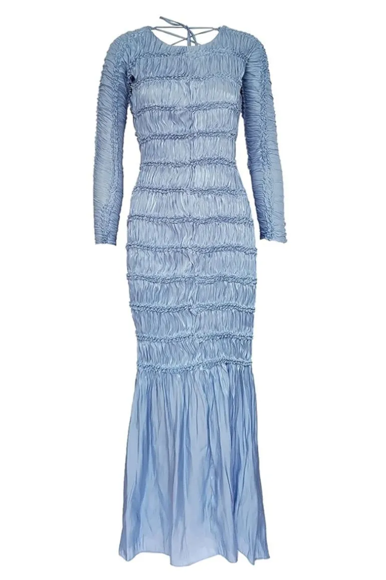 Dresses<CULT MIA VALENTINA KIMONO SLEEVE SHIBORI MAXI DRESS Blue