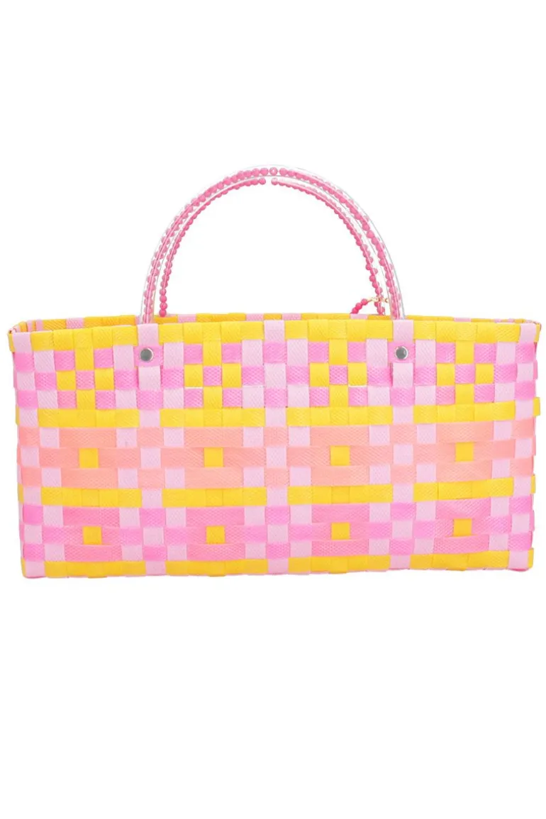 Top Handle Bags<CULT MIA VAMOS A LA PLAYA ZUNCHO BAGUETTE TOTE BAG Pink, Yellow & Orange