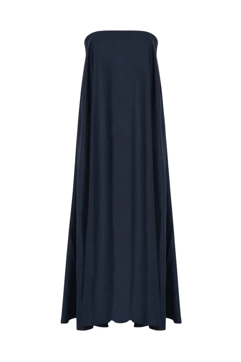 Dresses<CULT MIA VENICE LINEN STRAPLESS DRESS Navy