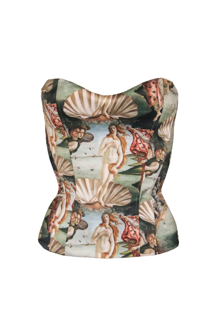 Tops<CULT MIA VENUS PRINTED FULL CORSET TOP Green Print
