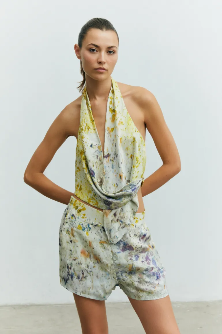 Tops<CULT MIA VERA ECO PRINT TOP Yellow/Lilac Tones