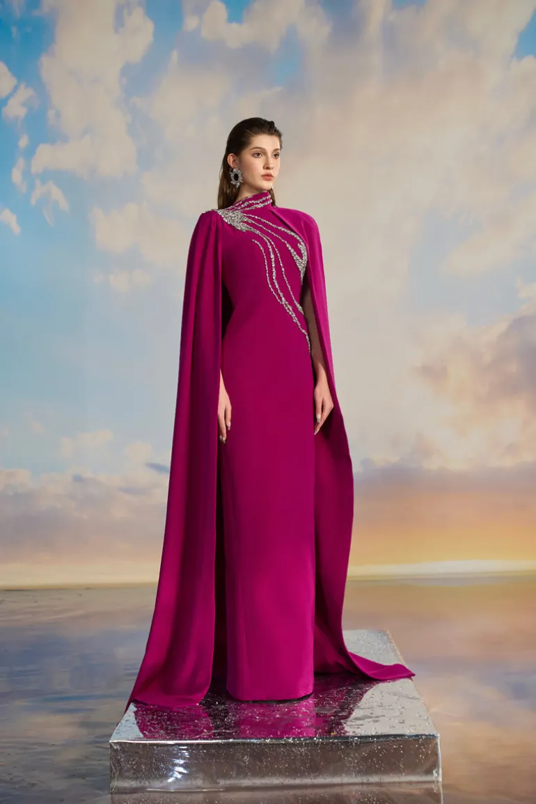 Dresses | Gowns<CULT MIA VERONICA CREPE FLOW CRYSTAL GOWN Purple