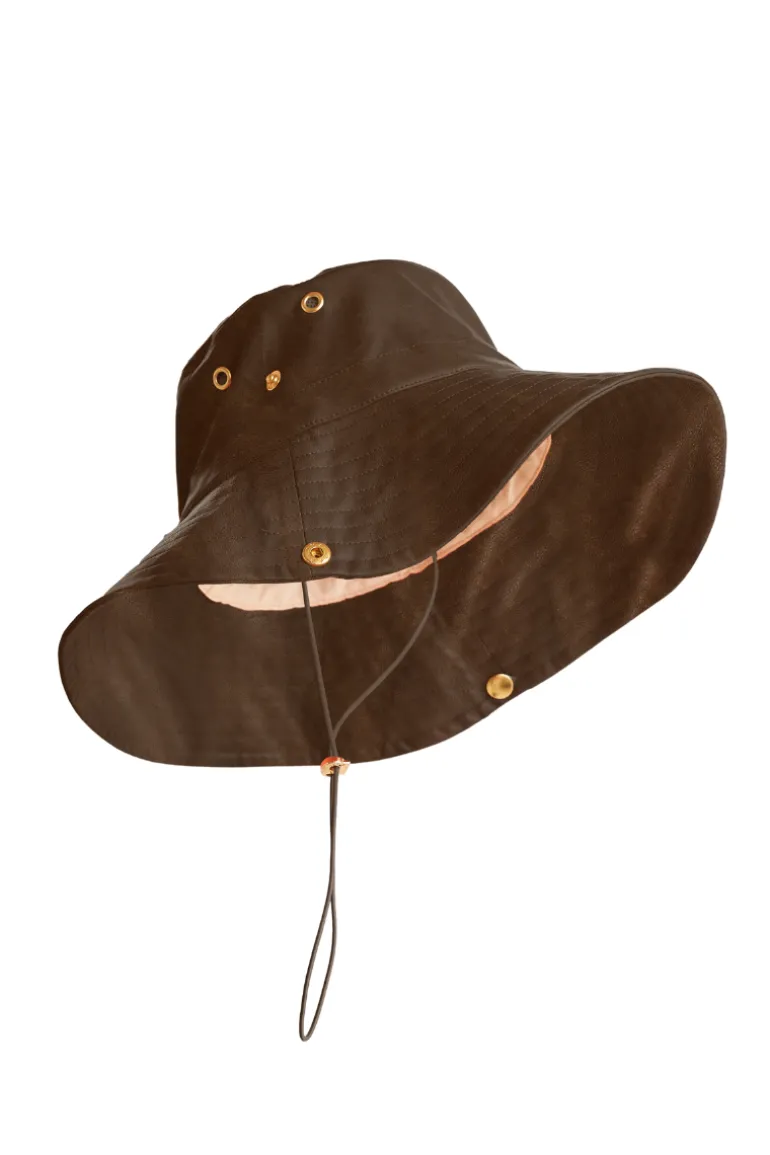 Hats<CULT MIA FAUX LEATHER FISHERMAN'S HAT Vintage Brown