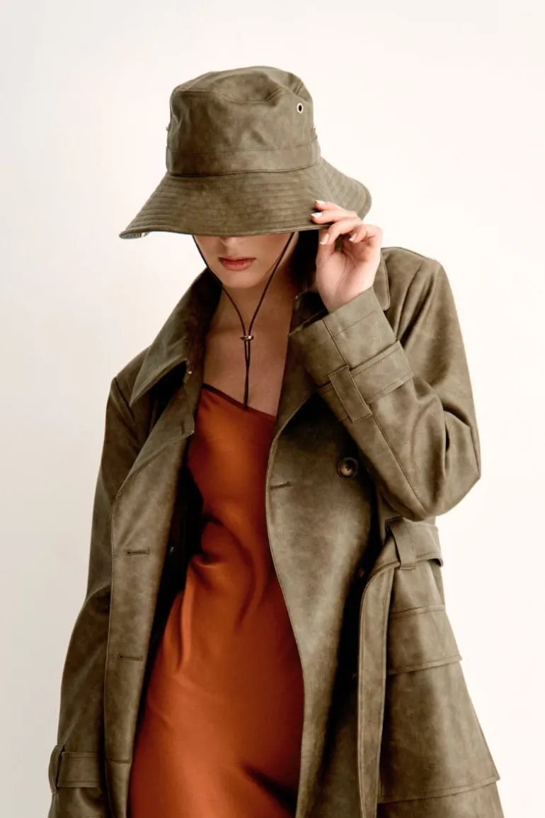 Hats<CULT MIA FAUX LEATHER FISHERMAN'S HAT Vintage Brown